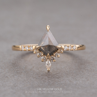 1.23 Carat Black Speckled Kite Diamond Engagement Ring, Avaline Setting
