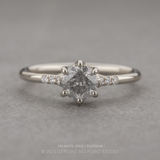 1.11 Carat Salt and Pepper Round Diamond Engagement Ring, Madeline Setting