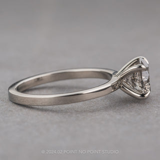 1.44 Carat Salt and Pepper Round Diamond Engagement Ring, Tulip Jane Setting, 14k White Gold