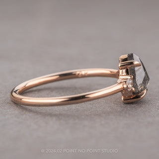 1.21 Carat Salt and Pepper Pear Diamond Engagement Ring, Zoe Setting, 14K Rose Gold
