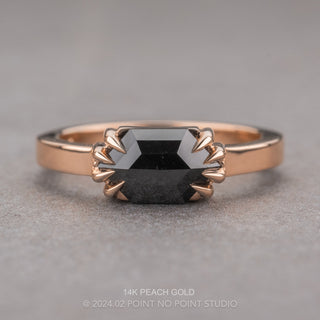 1.41 Carat Black Hexagon Diamond Engagement Ring, Jane Setting