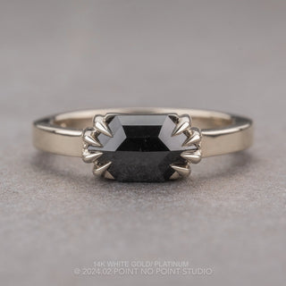 1.41 Carat Black Hexagon Diamond Engagement Ring, Jane Setting