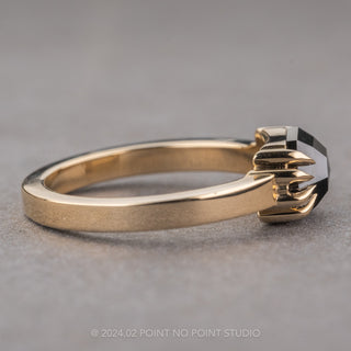 1.04 Carat Black Hexagon Diamond Engagement Ring, Jane Setting, 14K Yellow Gold
