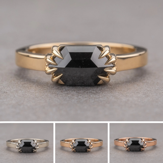 1.41 Carat Black Hexagon Diamond Engagement Ring, Jane Setting
