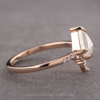 .89 Carat Icy White Kite Diamond Engagement Ring, Avaline Setting, 14K Rose Gold