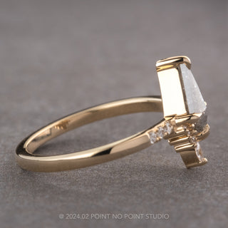 .70 Carat Salt and Pepper Kite Diamond Engagement Ring, Avaline Setting, 14K Yellow Gold