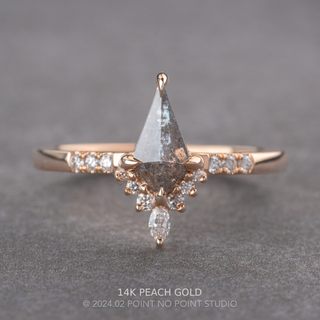 .95 Carat Salt and Pepper Kite Diamond Engagement Ring, Avaline Setting