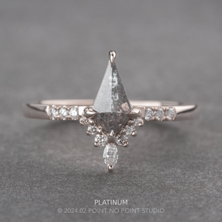 .95 Carat Salt and Pepper Kite Diamond Engagement Ring, Avaline Setting
