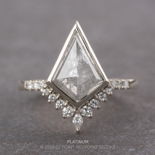 2.57 Carat Icy White Kite Diamond Engagement Ring, Bezel Avaline Setting