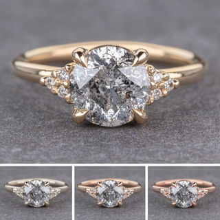 1.66 Carat Salt and Pepper Round Diamond Engagement Ring, Quinn Setting