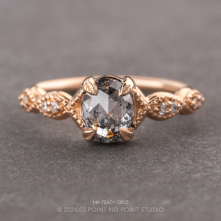 1.33 Carat Canadian Salt and Pepper Oval Diamond Engagement Ring, Winter Setting
