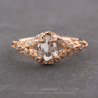 .91 Carat Salt and Pepper Pear Diamond Engagement Ring, Pixie Setting