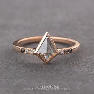 1.11 Carat Salt and Pepper Kite Diamond Engagement Ring, Bezel Ombre Jules Setting