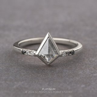 1.11 Carat Salt and Pepper Kite Diamond Engagement Ring, Bezel Ombre Jules Setting