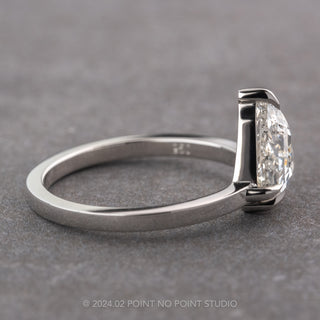 1.53 Carat Canadian Clear Shield Diamond Engagement Ring, Jane Setting, Platinum
