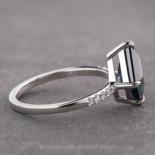 2.42 Carat Blue Lozenge Sapphire and Diamond Engagement Ring, Jules Setting, Platinum