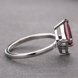 1.38 Carat Kite Ruby and Diamond Engagement Ring, Avaline Setting, Platinum