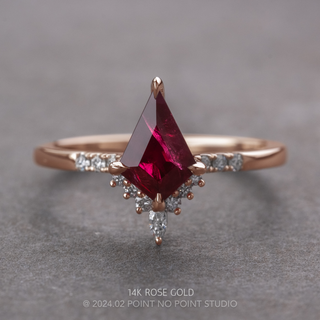 1.39 Carat Kite Ruby and Diamond Engagement Ring, Avaline Setting