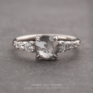 1.43 Carat Salt and Pepper Round Diamond Engagement Ring, Catherine Setting