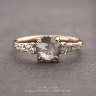 1.43 Carat Salt and Pepper Round Diamond Engagement Ring, Catherine Setting