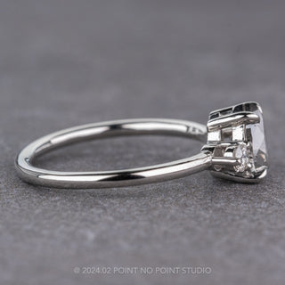 1.09 Carat Salt and Pepper Pear Diamond Engagement Ring, Zoe Setting, Platinum