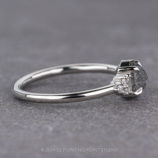 1.43 Carat Salt and Pepper Hexagon Diamond Engagement Ring, Dahlia Setting, Platinum