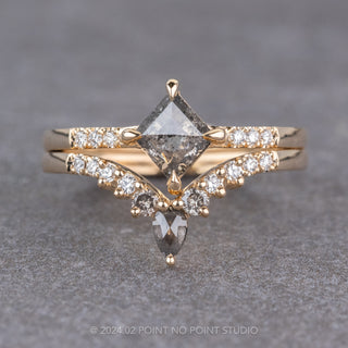 .70 Carat Salt and Pepper Lozenge Diamond Engagement Ring, Jules Setting, 14K Yellow Gold
