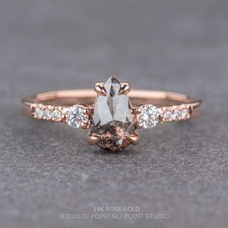 1.20 Carat Black Salt and Pepper Pear Diamond Engagement Ring, Eliza Setting