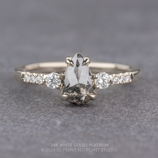1.20 Carat Black Salt and Pepper Pear Diamond Engagement Ring, Eliza Setting