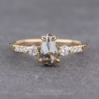1.20 Carat Black Salt and Pepper Pear Diamond Engagement Ring, Eliza Setting