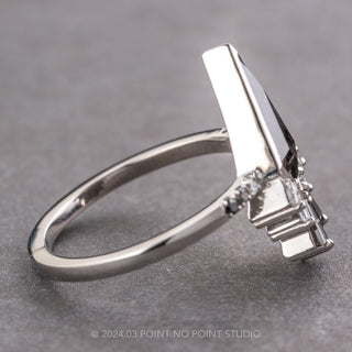 1.46 Carat Black Speckled Kite Diamond Engagement Ring, Bezel Ombre Wren Setting, Platinum