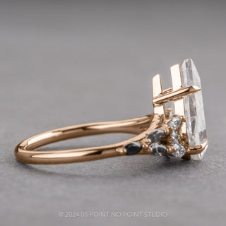 1.85 Carat Kite Moissanite and Diamond Engagement Ring, Ombre Winnie Setting, 14k Rose Gold