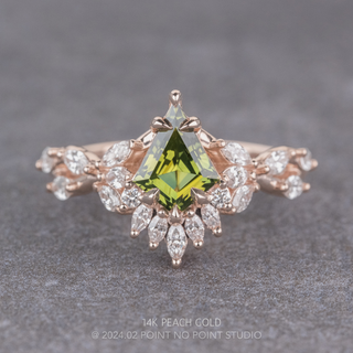 2.10 Carat Green Kite Sapphire and Diamond Engagement Ring, Quinnie Setting