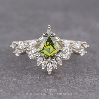 2.10 Carat Green Kite Sapphire and Diamond Engagement Ring, Quinnie Setting