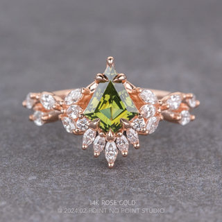 2.10 Carat Green Kite Sapphire and Diamond Engagement Ring, Quinnie Setting