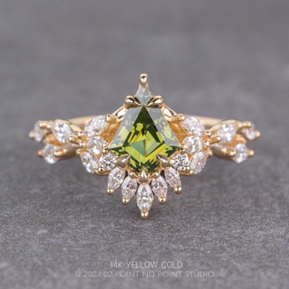 2.10 Carat Green Kite Sapphire and Diamond Engagement Ring, Quinnie Setting