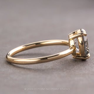 1.51 Carat Fancy Grey Oval Diamond Engagement Ring, Basket Jane Setting, 14K Yellow Gold