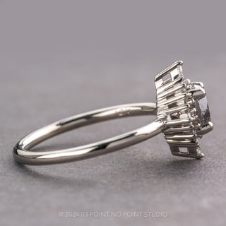 1.09 Carat Salt and Pepper Round Diamond Engagement Ring, Cosette Setting, Platinum