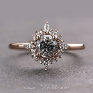 1.20 Carat Salt and Pepper Round Diamond Engagement Ring, Cosette Setting