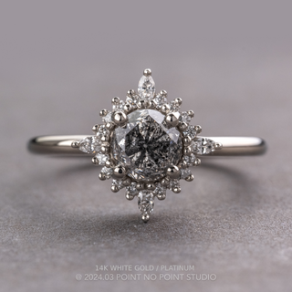1.20 Carat Salt and Pepper Round Diamond Engagement Ring, Cosette Setting