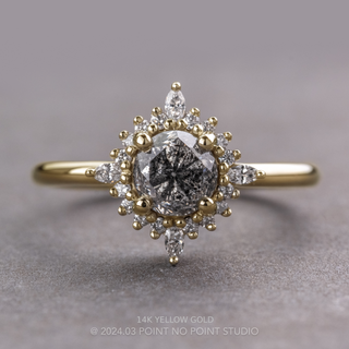 1.20 Carat Salt and Pepper Round Diamond Engagement Ring, Cosette Setting
