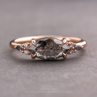 1.23 Carat Salt and Pepper Marquise Diamond Engagement Ring, Ombre Quinn Setting