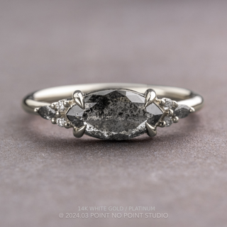 1.23 Carat Salt and Pepper Marquise Diamond Engagement Ring, Ombre Quinn Setting