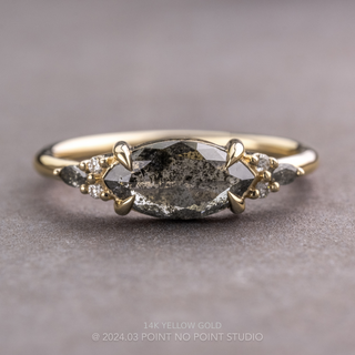 1.23 Carat Salt and Pepper Marquise Diamond Engagement Ring, Ombre Quinn Setting
