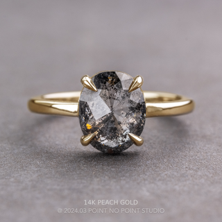 1.86 Carat Black Salt and Pepper Oval Diamond Engagement Ring, Jane Setting