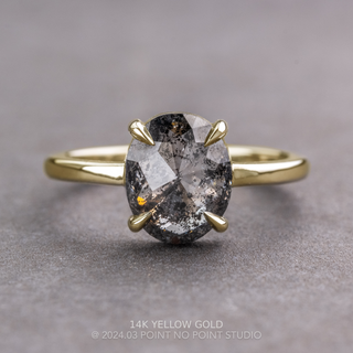 1.86 Carat Black Salt and Pepper Oval Diamond Engagement Ring, Jane Setting