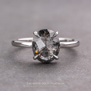 1.86 Carat Black Salt and Pepper Oval Diamond Engagement Ring, Jane Setting