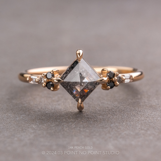.88 Carat Black Salt and Pepper Lozenge Diamond Engagement Ring, Ombre Celine Setting