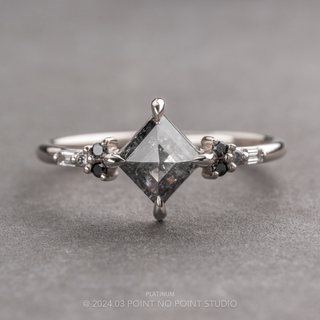 .88 Carat Black Salt and Pepper Lozenge Diamond Engagement Ring, Ombre Celine Setting