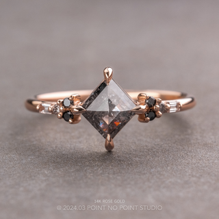 .88 Carat Black Salt and Pepper Lozenge Diamond Engagement Ring, Ombre Celine Setting